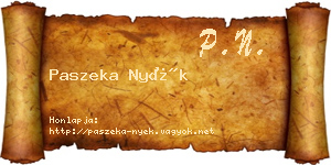 Paszeka Nyék névjegykártya